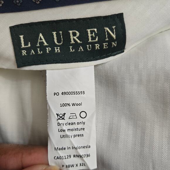 Ralph Lauren Men Vintage Classic Houndstooth Pleated 100% Wool Dress Pants 38x32 - Picture 8 of 11